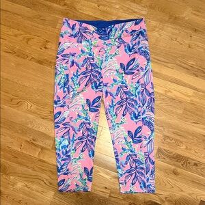 Lilly Pulitzer Pink and Blue Leaf Print Kids Leggings